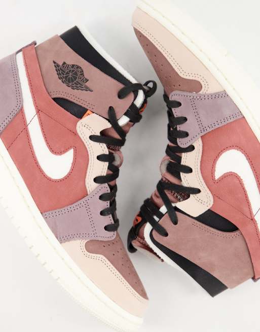 Air Jordan 1 zoom air comfort trainers in rust pink and purple