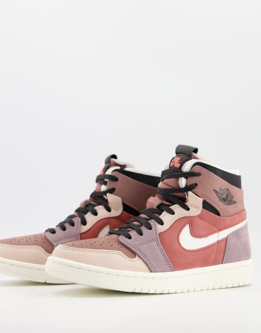 Air Jordan 1 zoom air comfort trainers in rust pink and purple