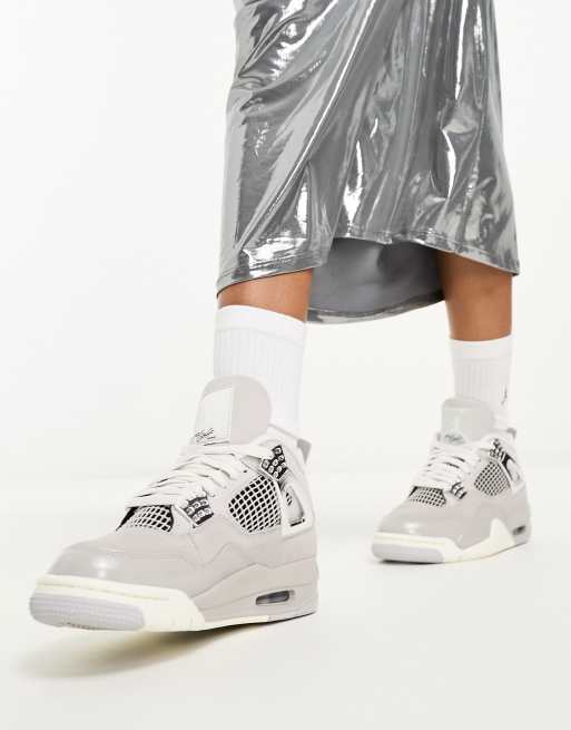 Air - Jordan 4 - Retro sneakers in licht ijzergrijs en zilver, 3 van 4