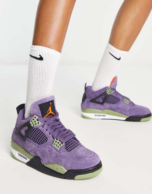 Air Jordan 4 Retro trainers in canyon purple and safety orange | ASOS