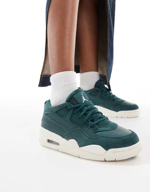 Air Jordan 4 RM trainers in off white and green