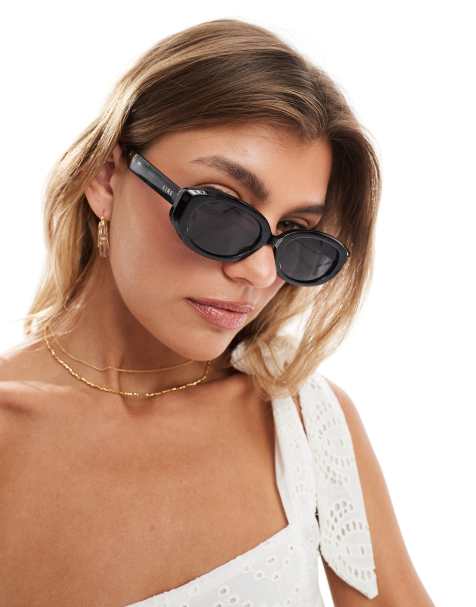 Aire Affinity oval sunglasses in black with smoke lens - view 1