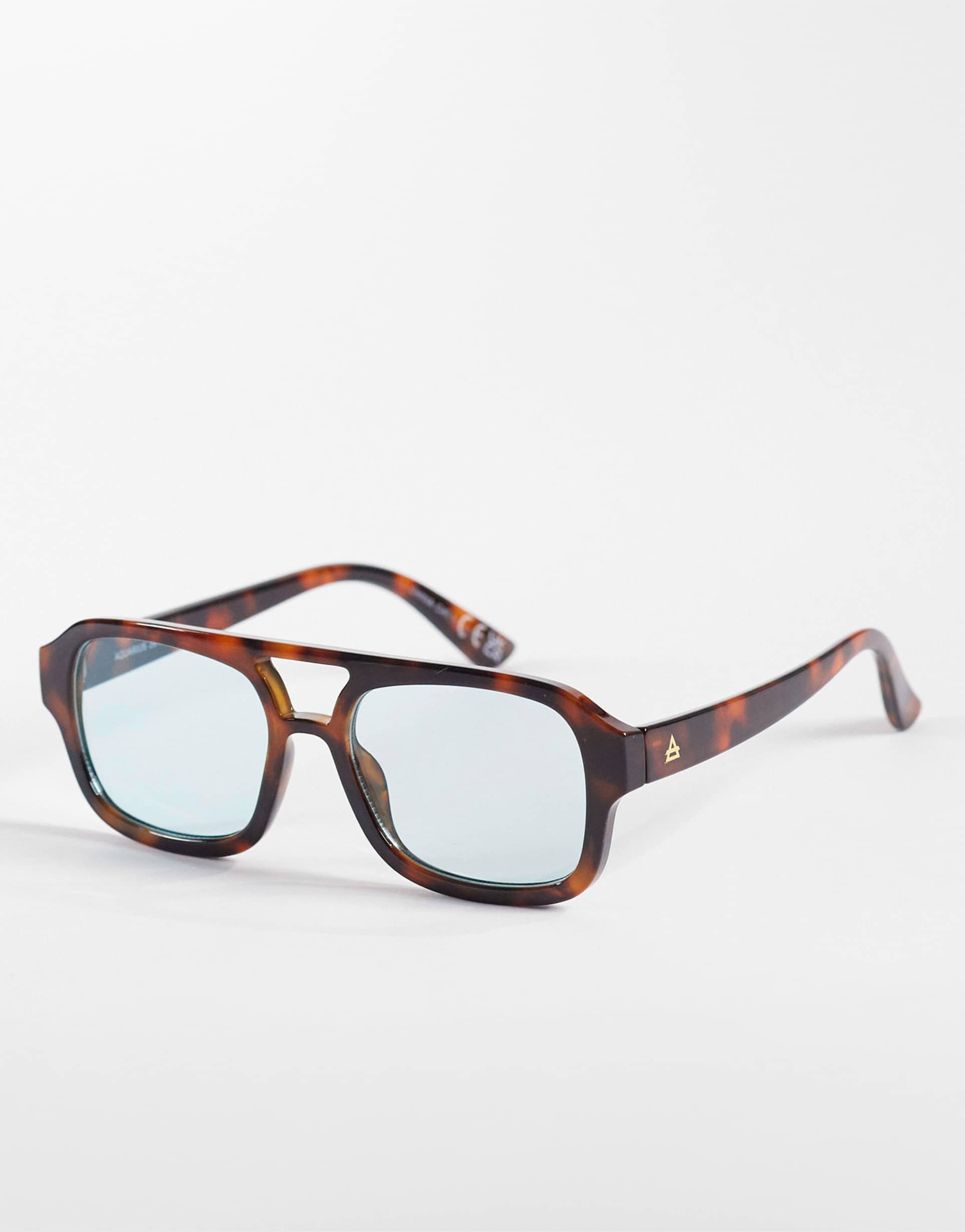 aire aquarius aviator sunglasses in tortoiseshell with turquoise tinted lens