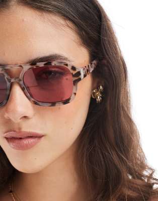 Aire Aquarius Aviator Sunglasses With Pink Lens In Neutral