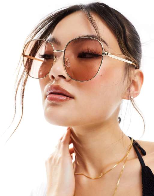 AIRE – Atria – Okrągłe okulary przeciwsłoneczne oversize w złotych oprawkach
