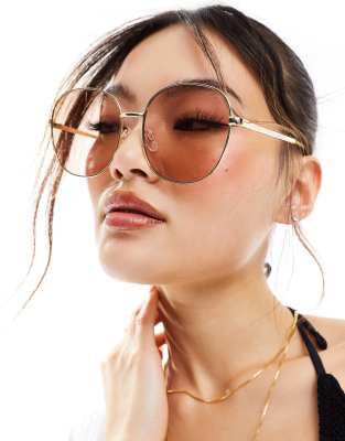 Aire AIRE atria oversized round sunglasses in gold