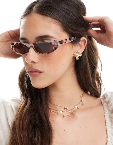Aire – Avior – Schmale, ovale Sonnenbrille mit keksbrauner Schildpattoptik - view 1