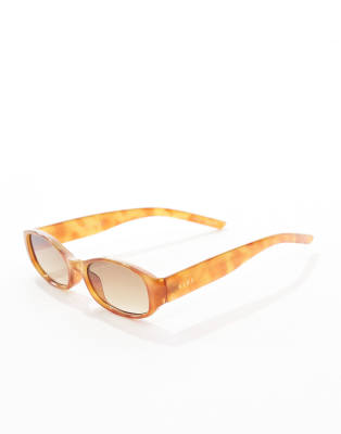 Aire Caellum Slim Rectangle Sunglasses With Brown Smoke Lens In Brown