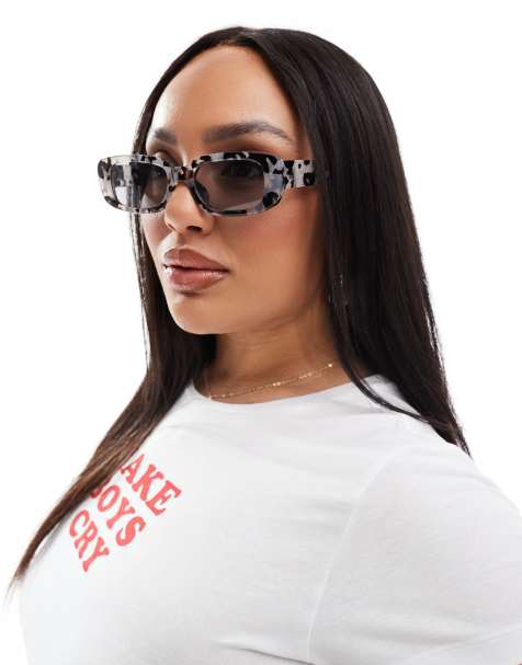 AIRE – Ceres – Mörkgrå, spräckliga rektangulära solglasögon - view 1