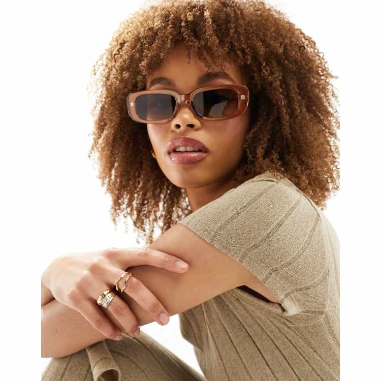 AIRE ceres rectangle sunglasses in pearly bronze | ASOS