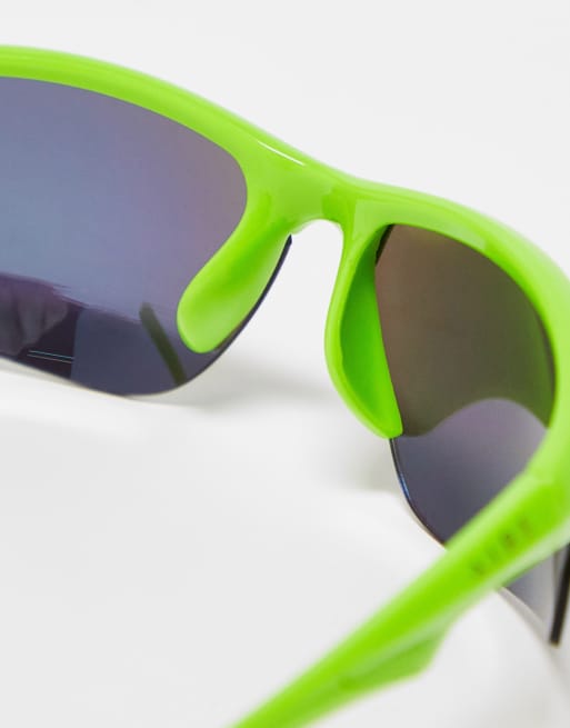 AIRE Cetus festival sunglasses with pink mirror lens in green, 3 of 4