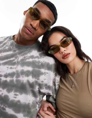 Aire AIRE crater rectangle sunglasses in green-Brown