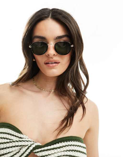 AIRE cygnus round sunglasses in black/gold | ASOS display picture 3