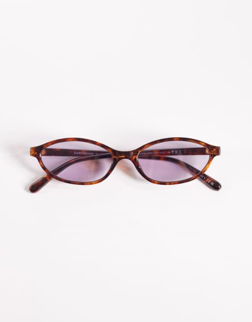 AIRE earthshine slim oval sunglasses in amber tort with lilac tinted lens, 3 of 3