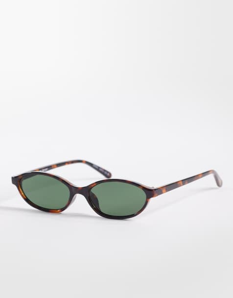 AIRE earthshine slim oval sunglasses in tortoiseshell with green lens - view 1