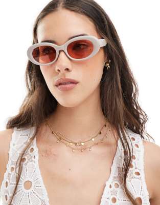 Aire Aire Epsilon oval sunglasses with pink lens in taupe