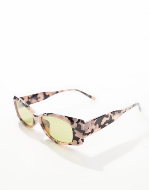 AIRE – Equinox – Rechteckige Sonnenbrille in keksbrauner Schildpattoptik mit grünen Gläsern, 2 von 3