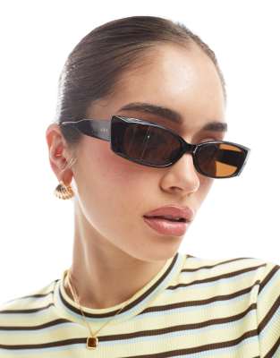 AIRE - Equinox - Rechteckige Sonnenbrille in Schwarz mit braunen Gläsern