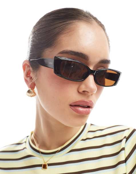 AIRE – Equinox – Rechteckige Sonnenbrille in Schwarz mit braunen Gläsern - view 1