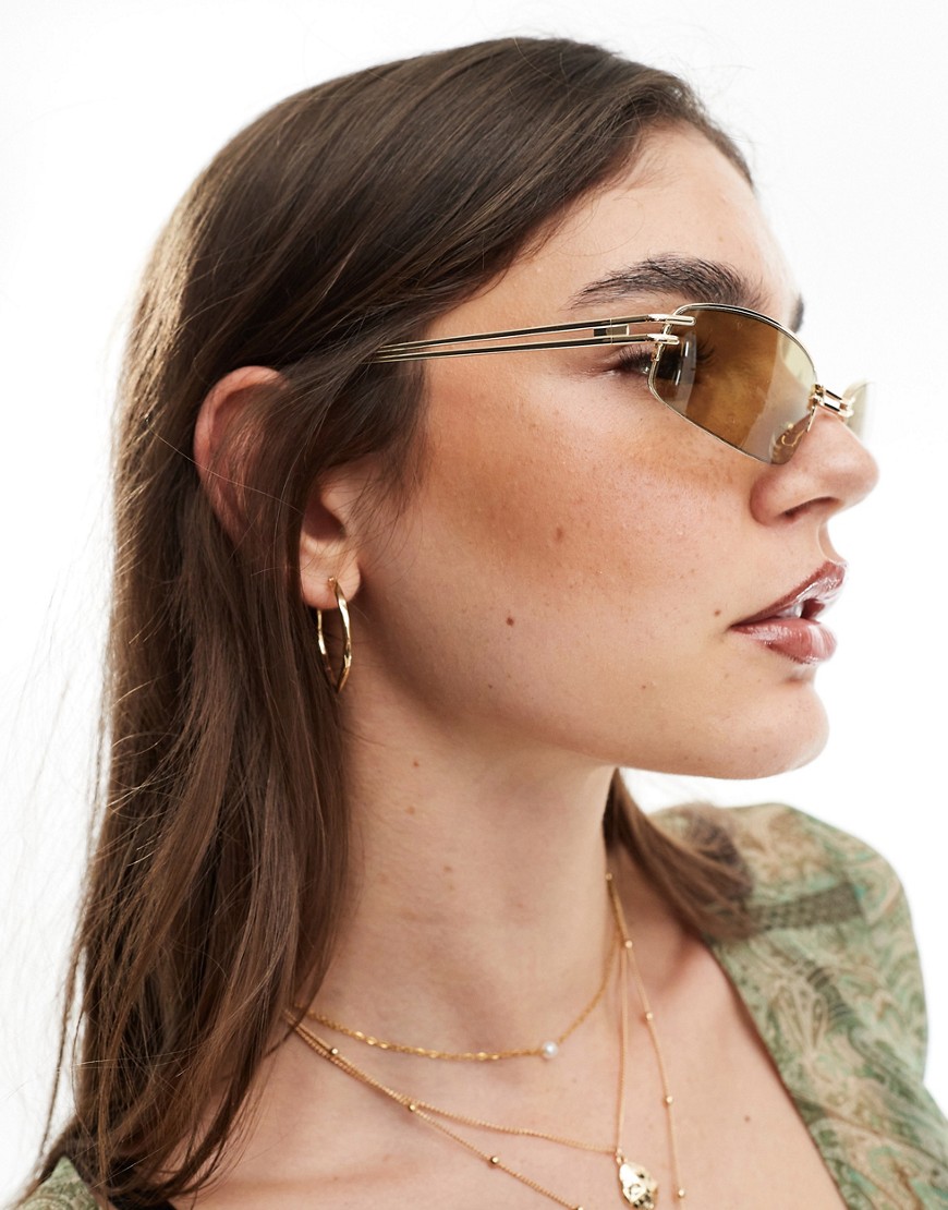 Aire Helix Narrow Metal Sunglasses In Brown