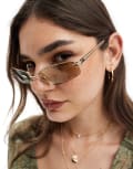 [Aire] AIRE Helix narrow metal sunglasses in brown No Size BROWN