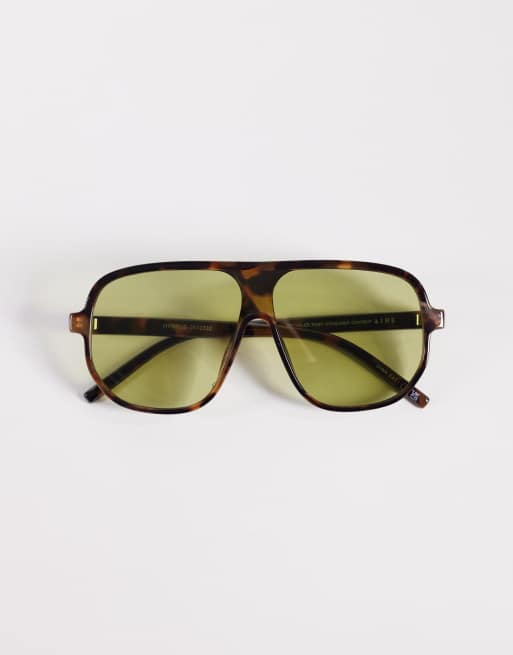AIRE - Hydrus - Oversized aviator-solbriller med stel i mørkt skildpaddemønster og salviegrønne glas , 3 af 3