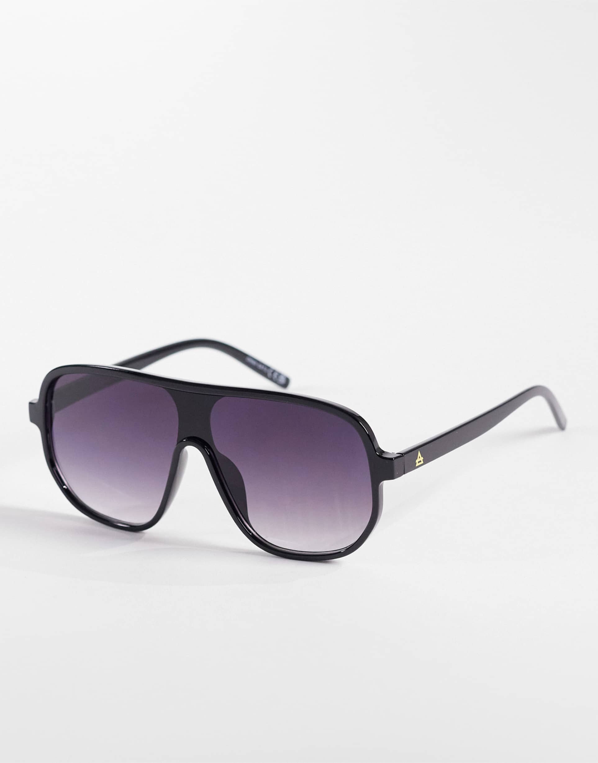 aire hydrus oversized aviator sunglasses in black with gradient lens