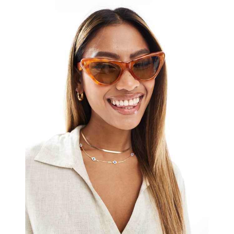 Brown cat eye sunglasses clearance
