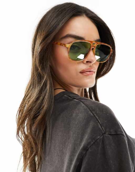 AIRE – Monoceros – Piloten-Sonnenbrille in Schildpatt-Optik mit Gläsern in Khaki, 4 von 4