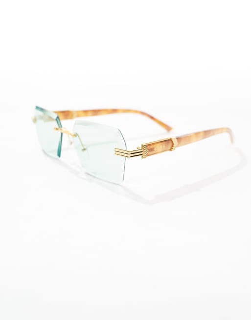 AIRE - Nebula - Lunettes de soleil rectangulaires en métal - Vert/doré, 4 de 4