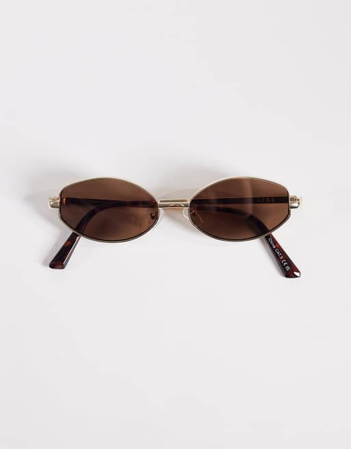 AIRE - Objective - Lunettes de soleil fines ovales en métal avec verres marron - Doré, 3 de 3
