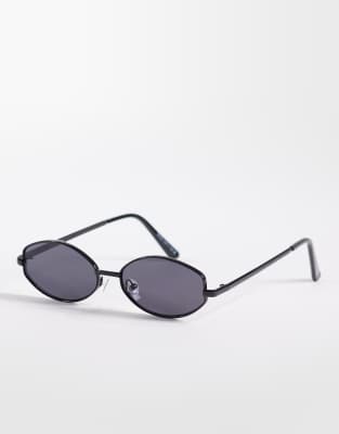 AIRE - Objective - Schmale, ovale Sonnenbrille aus Metall in Schwarz