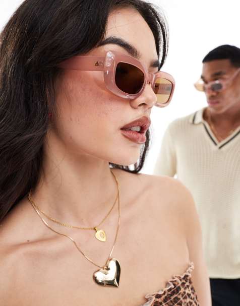 AIRE orbit rectangle sunglasses in beige - view 1