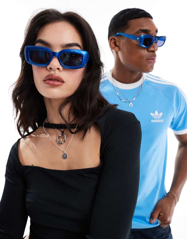 Aire - orbit rectangle sunglasses in blue mirror