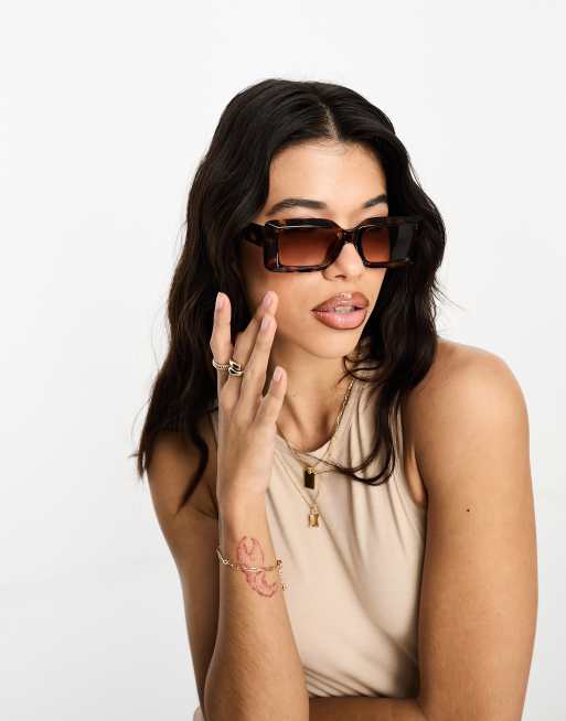 AIRE – Parallax – Rechteckige Sonnenbrille im Stil der 90er in brauner Schildpatt-Optik