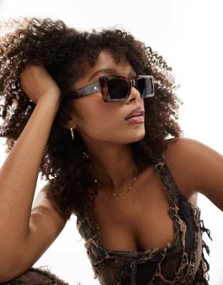 Aire AIRE parallax square sunglasses in dark tort-Brown