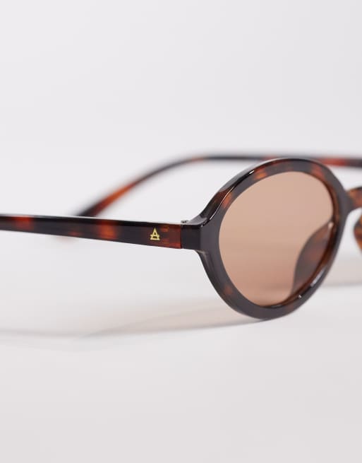 AIRE – Pyxis – Runde, schmale Sonnenbrille in dunkler Schildpatt-Optik mit bernsteinfarbenen Gläsern , 2 von 3