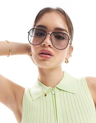 Aire AIRE quartz metal aviator sunglasses in gold