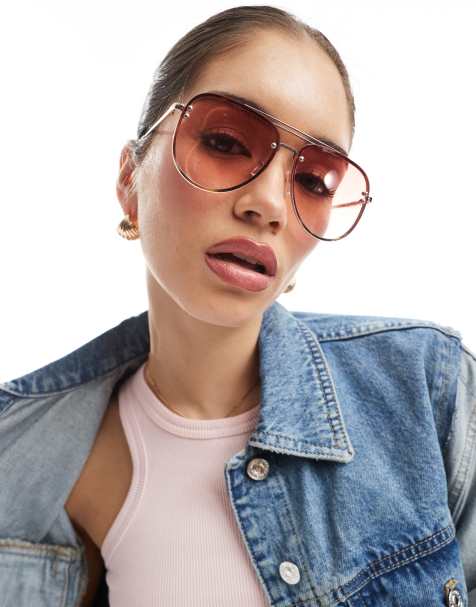AIRE quartz metal aviator sunglasses in pink - view 1