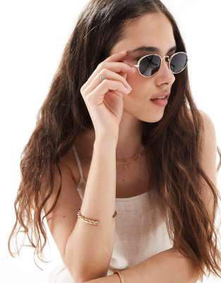 Aire Regulus Round Metal Frame Sunglasses With Green Lens