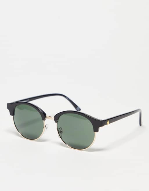 AIRE spherical sunglasses with green lens in black ASOS