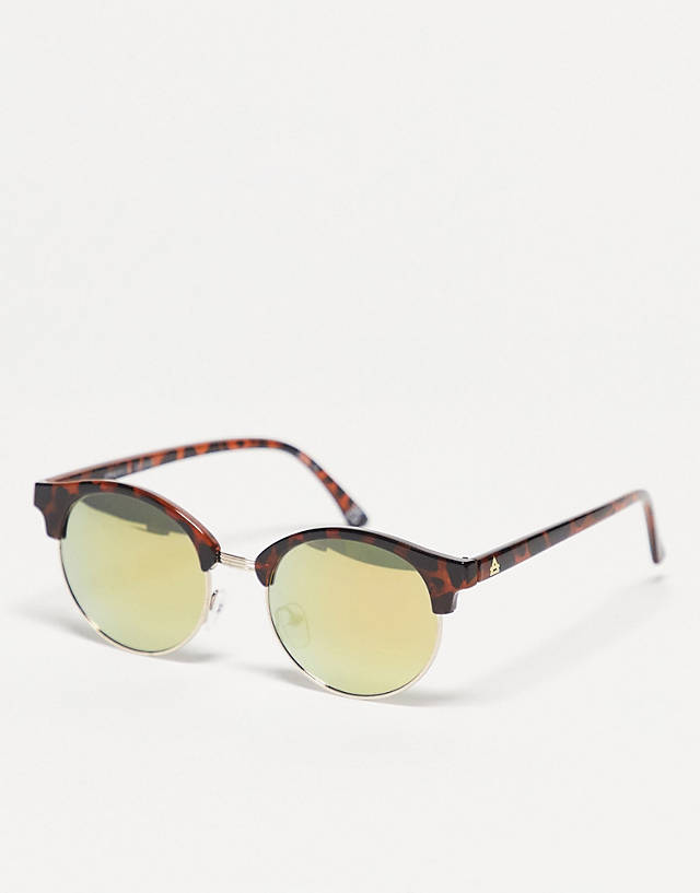Aire - spherical sunglasses with peach mirror lens in tortoiseshell