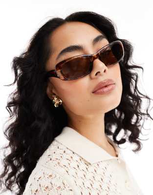Aire AIRE supernova slim oval sunglasses in tortoiseshell-Brown