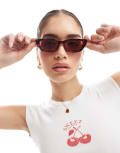 [Aire] AIRE Titania slim sunglasses in red tort No Size red