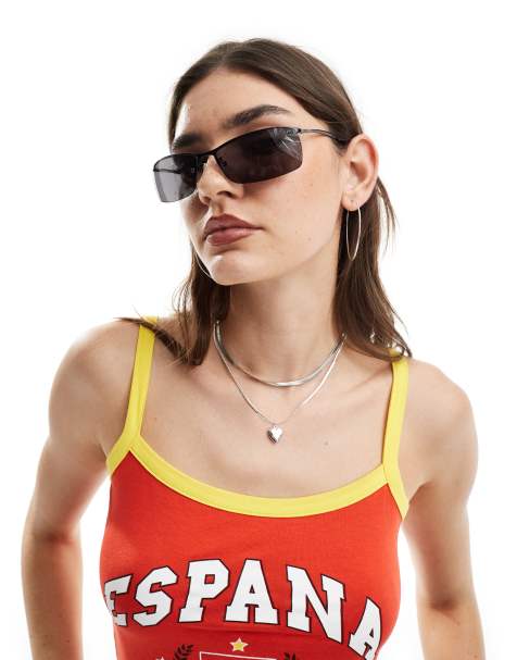 AIRE vega metal rectangle sunglasses in black - view 1