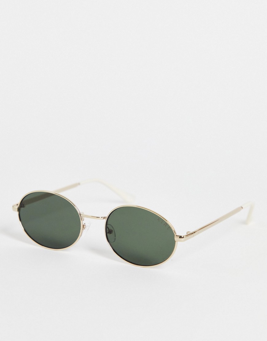 AIRE velocity round sunglasses in gold green