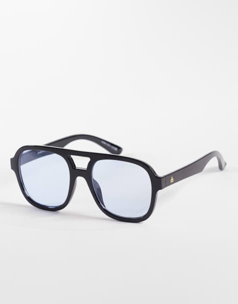 AIRE whirlpool aviator sunglasses in black with blue tinted lens 