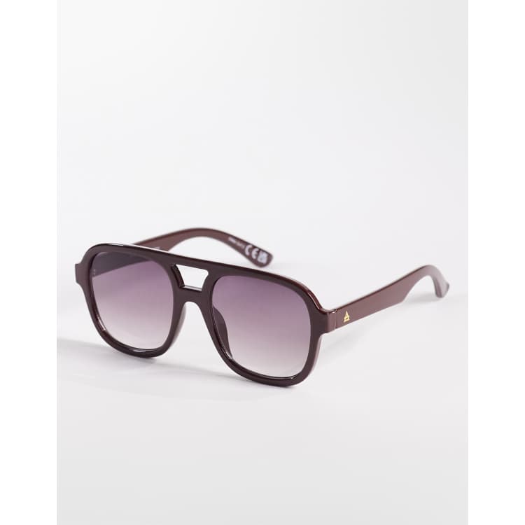 AIRE whirlpool aviator sunglasses in burgundy with smoke  display picture 2
