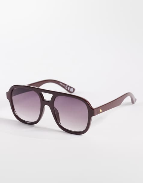 AIRE whirlpool aviator sunglasses in burgundy with smoke lens 
