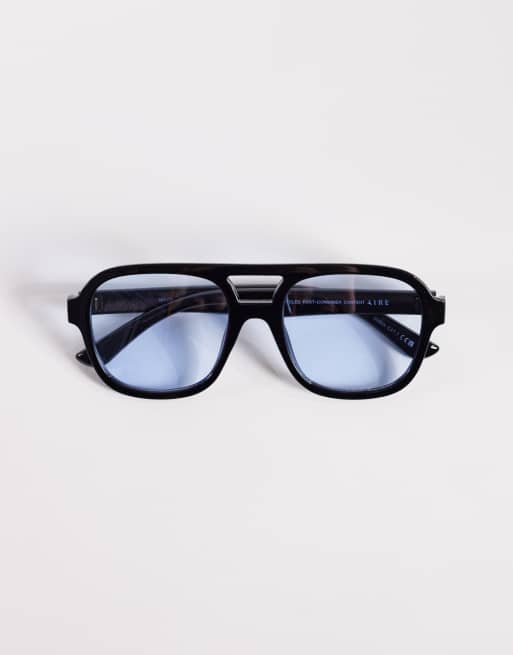 AIRE - Whirlpool - Aviator zonnebril in zwart met blauw getinte glazen , 3 van 3